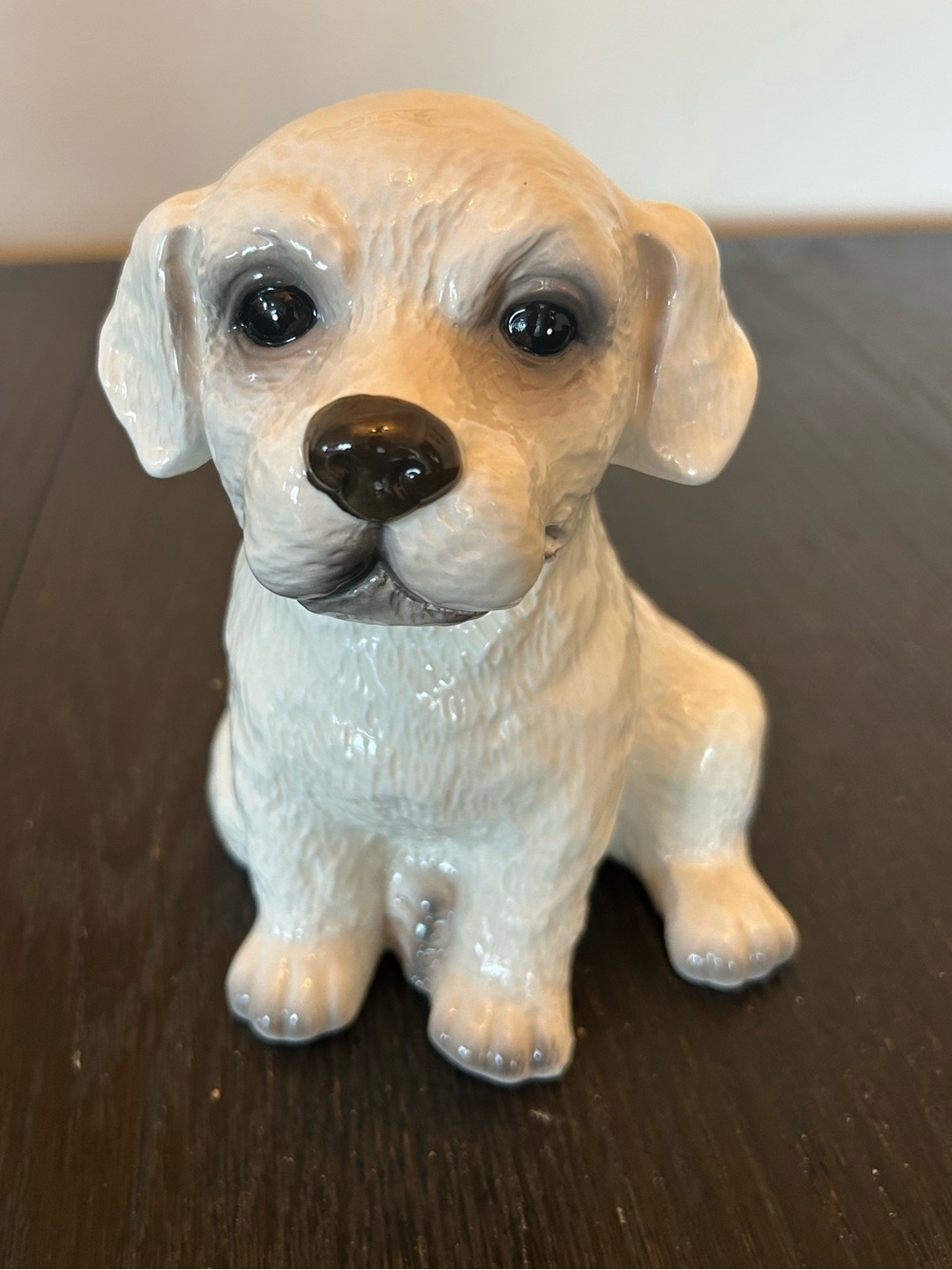 Glossy White Ceramic Lab Puppy Figurine Accent Décor